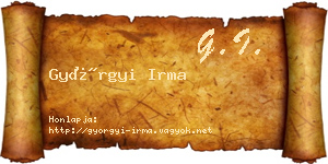 Györgyi Irma névjegykártya